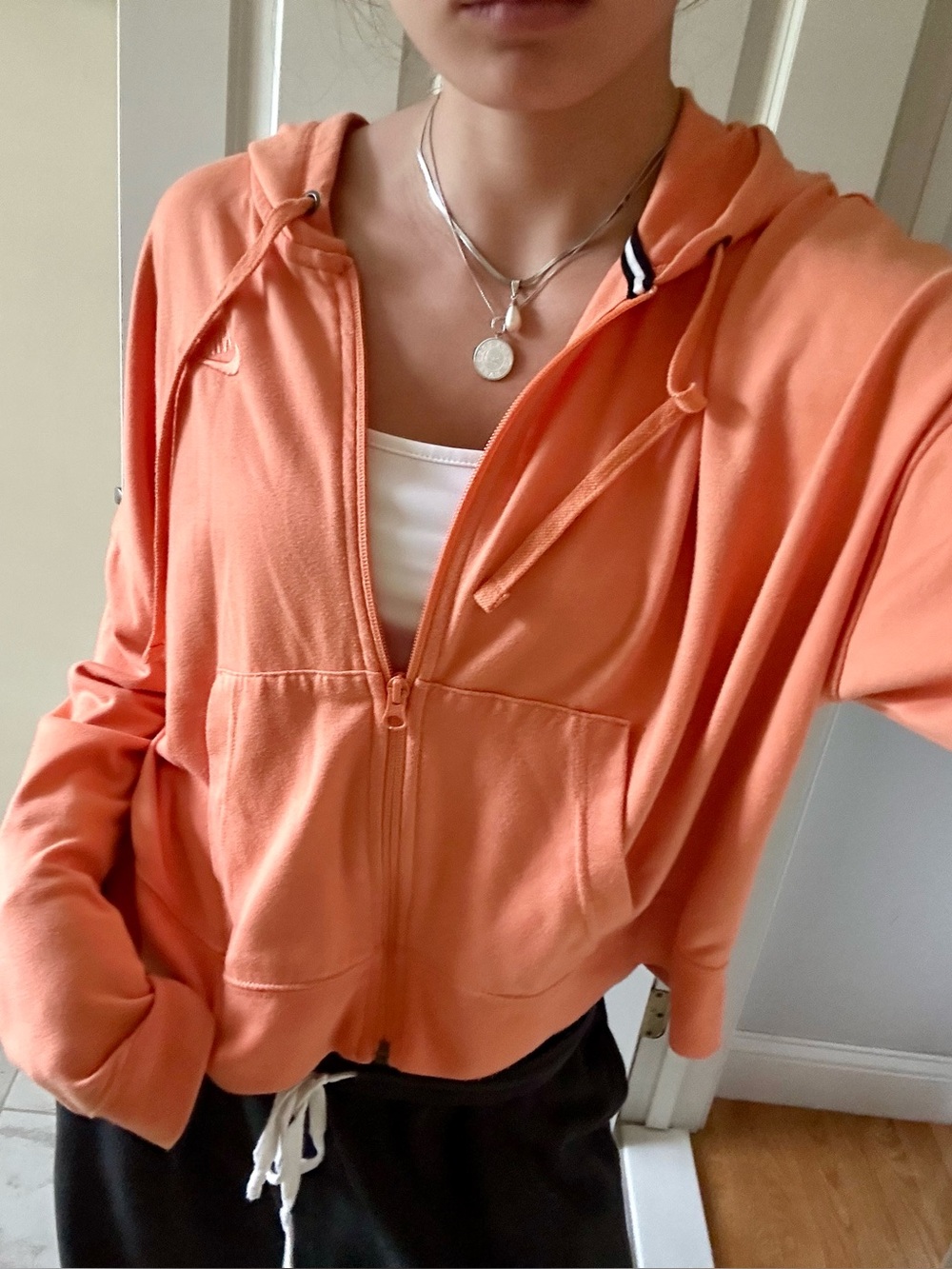 Nike orange lightweight  zip up hoodie